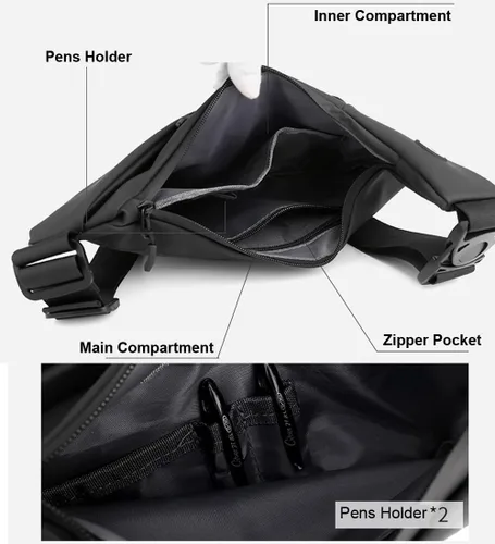 Miniatura 6 de Chiantera - Bolso cruzado pequeño para hombre, mochila de hombro casual para senderismo, viajes, correr, mochila de pecho (negro), Negro
