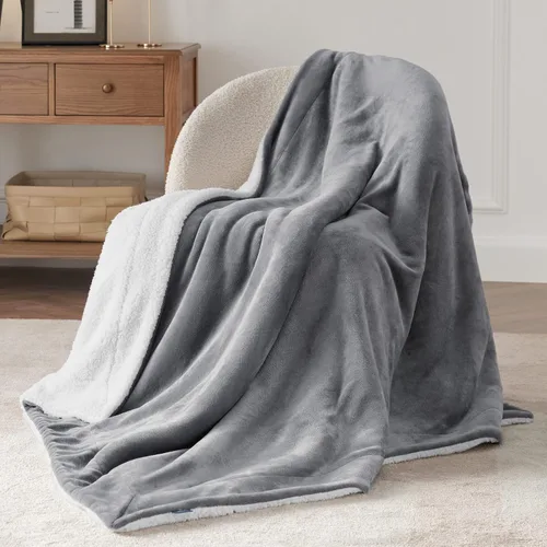 Miniatura 4 de Bedsure Manta de tamaño individual de vellón sherpa para el sofá, manta gruesa y cálida para el invierno, suave y mullida, para el otoño
