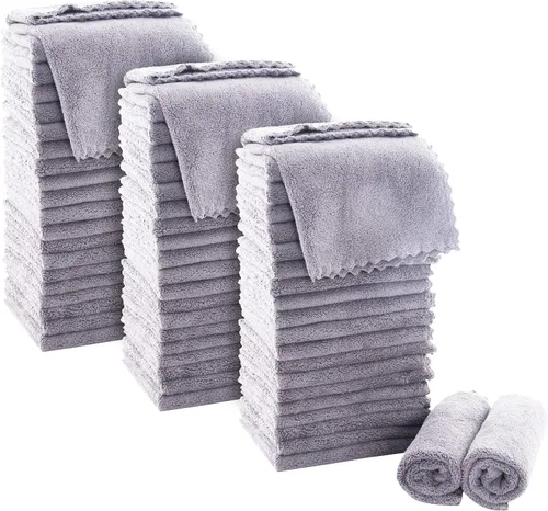 Miniatura 19 de MOONQUEEN Juego de Toallitas Ultra Suaves Premium - 12 x 12 pulgadas - Paquete de 72 - Secado Rápido - Paños de Baño de Terciopelo Coral Altamente