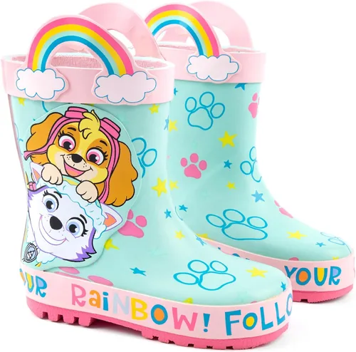 Paw Patrol Wellies - Botas para niñas y niños pequeños Everest Skye Rescue Pupps Follow Your Rainbow Wellington Zapatos para caminar resistentes