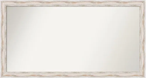 Miniatura 548 de Amanti Art Espejo de baño blanco para sobre el fregadero, 30 x 35 pulgadas, espejo de tocador rectangular estrecho de Eva de oro blanco, marco