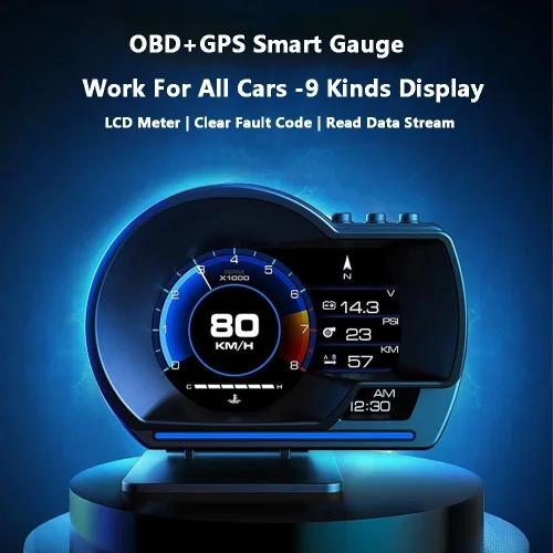 Miniatura 3 de Riloer Coche HUD Head Up Display P6, OBD2+GPS Universal Multifunción Velocímetro