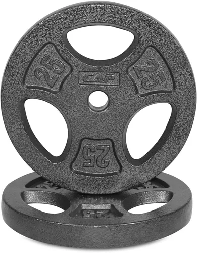 CAP Barbell Placas de peso de agarre estándar de 1 pulgada Negro