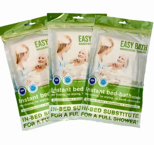 Easy Bath - Toallitas de baño 100% biodegradables sin enjuague, hipoalergénicas con tecnología de liberación administrada, ducha completa con solo