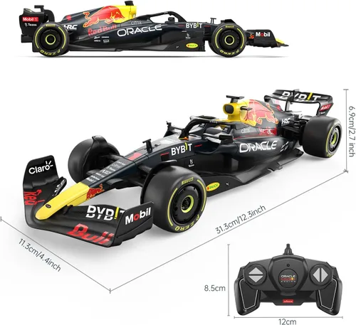 Miniatura 4 de RASTAR Red Bull F1 - Coche RC a escala 1/18 - Oracle Racing 2022 Mando a distancia Fórmula 1 RB18 Modelo Sergio Pérez - Azul oscuro 2.4G para niños