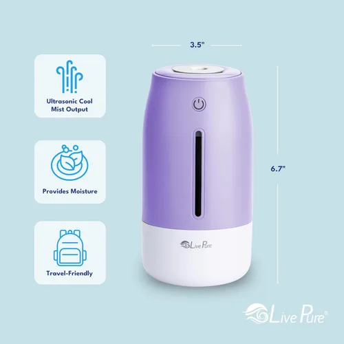 Miniatura 5 de LivePure Humidificadores de niebla fría para dormitorio. Humidificador pequeño para bebés, guardería, plantas, oficina. Humidificador ultrasónico