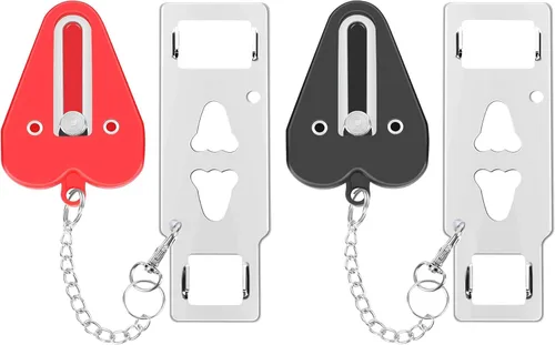 Miniatura 8 de MBBEST Alarma de tope de puerta y cerradura de puerta de hotel, kit de puerta de seguridad de doble protección, dispositivos de seguridad