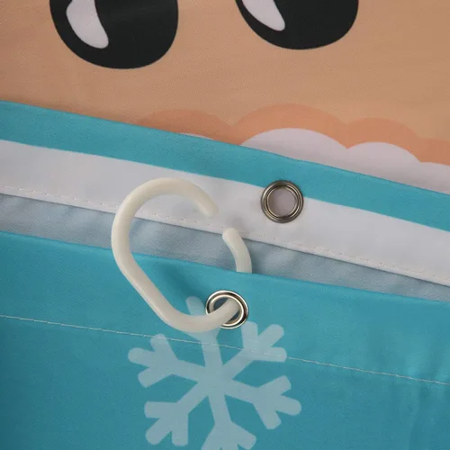 Miniatura 4 de LIVILAN Cortina de ducha de Navidad, diseño de Papá Noel y reno con 12 ganchos, cortina de baño decorativa de Navidad de tela de dibujos animados