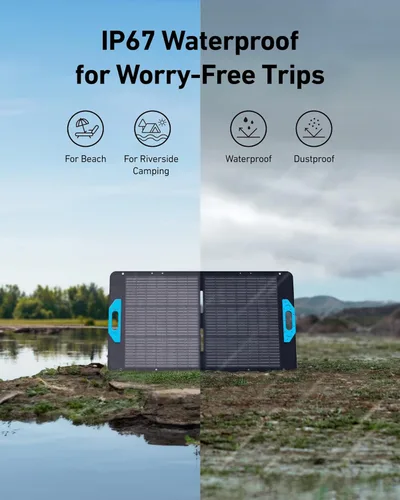 Miniatura 5 de Panel Solar Anker SOLIX PS100 con Soporte Ajustable, Cargador Solar Portátil Plegable de 100W, Resistente al Agua IP67, 23% de Eficiencia