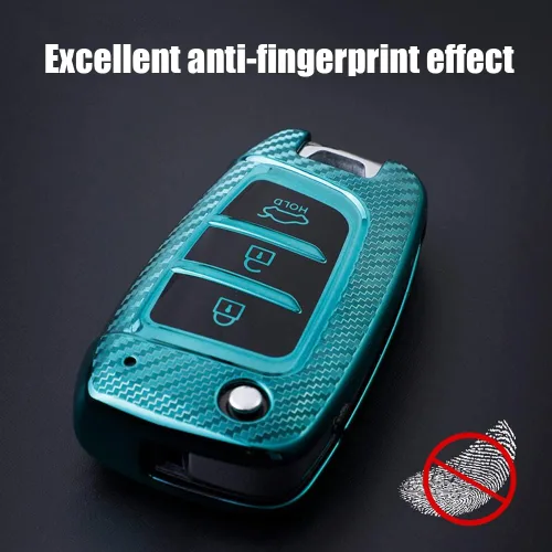 Miniatura 4 de Funda para llavero de coche con textura de fibra de carbono de TPU con llavero para Hyundai Elantra Solaris Tucson I30 Ix35 Genesis Santa Fe Jacket