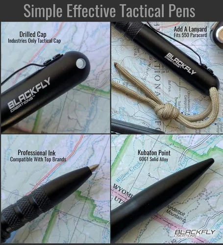 Miniatura 3 de Black Fly, bolígrafo táctico para defensa personal, arma de supervivencia, herramienta para policías, militares, miembros de SWAT, aleación