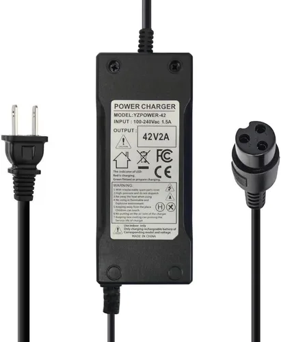 Cargador adaptador de batería de litio de 42V 2A con fuente de alimentación de conector en línea de 3 clavijas para batería de litio 42V