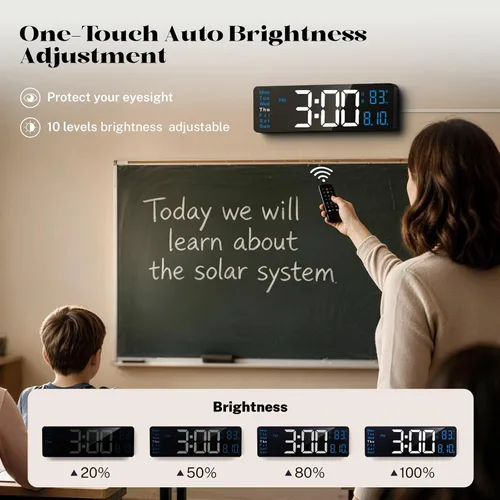 Miniatura 3 de Relojes Digitales de Pared, Pantalla Grande de 16 Pulgadas, Reloj Digital para Aula con Control Remoto, Fecha, Semana, Alarma, Temperatura, Luz