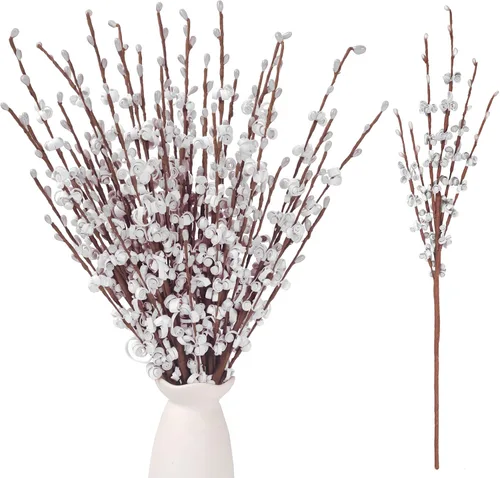 Miniatura 18 de Wootkey 10 Piezas Flores Artificiales de Jazmín de 29.5" de Largo Flores Falsas Ramas Secas para el Día de la Madre Hogar Oficina Bricolaje Arte