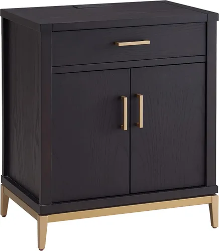 Miniatura 16 de Salem Mesita de noche de madera maciza con cajón y estante, roble medio, perfecta para dormitorios, salas de estar y espacios pequeños - Leick Home