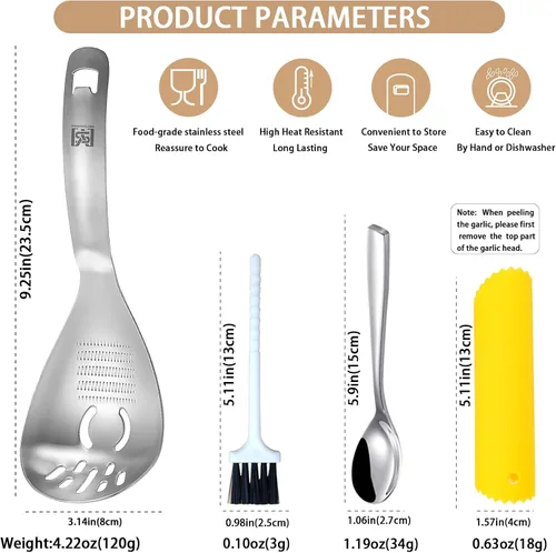 Miniatura 3 de Separador de huevos 5 en 1 para huevos crudos con triturador de papas, cuchara de cocina multifuncional, separador de yema de huevo, placa