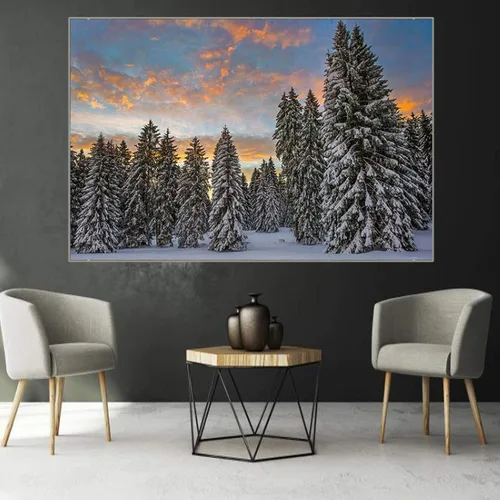 Miniatura 3 de Imprimir sobre lienzo. Cartel de la naturaleza Cuadros de paisaje del bosque de la nieve de la montaña de la nieve del lago. Impresiones en lienzo