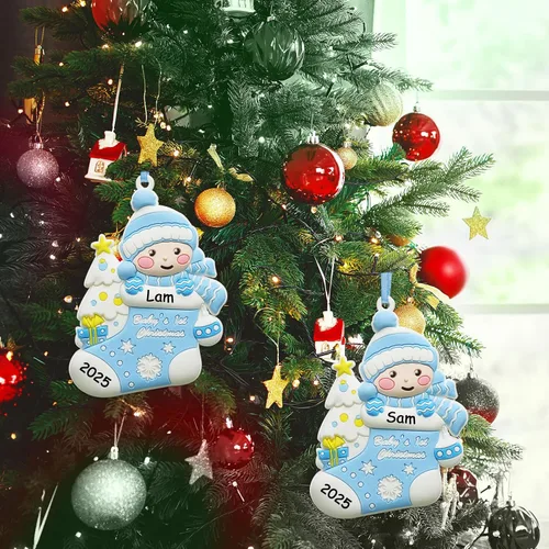Miniatura 5 de Ornamento de Navidad 2025 del Primer Bebé Niño Personalizado Decoración de Bebé Niño Ornamento del Árbol de Navidad Primer Recuerdo Personalizado