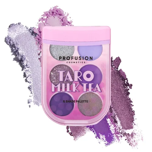 Profusion Cosmetics Paleta de sombras de ojos de té de leche, 6 tonos altamente pigmentados y mezclables con acabados mate y brillantes para un Té