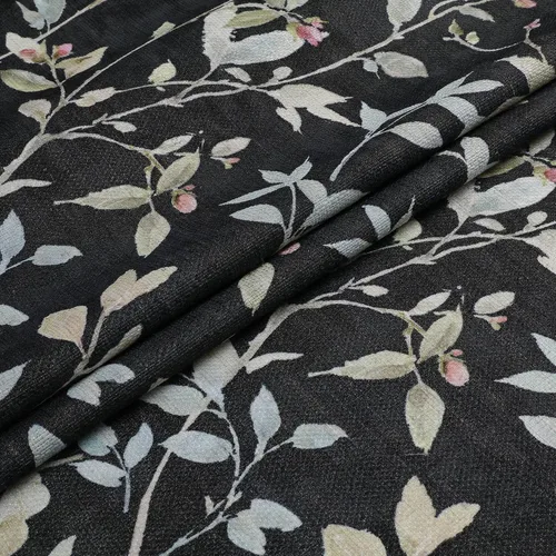 Miniatura 9 de Chyhomenyc Cortinas de mezcla de lino de 63 pulgadas de largo, 2 paneles de cortina con estampado floral filtrante de luz para sala de estar