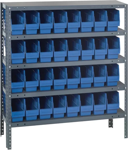 Miniatura 187 de Quantum QSBU-245BK Heavy Duty Shelving Unit with (7) Shelves and (24) QUS245 Black Bins for Garage Warehouse Storage Distribution 400 lb Load