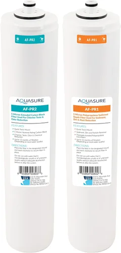 Aquasure Serie Premier Juego de Cartuchos de Reemplazo de Filtro de Agua Etapa 1 Sedimento & Etapa 2 Bloque de Carbón AF-PRE12, para Sistema de