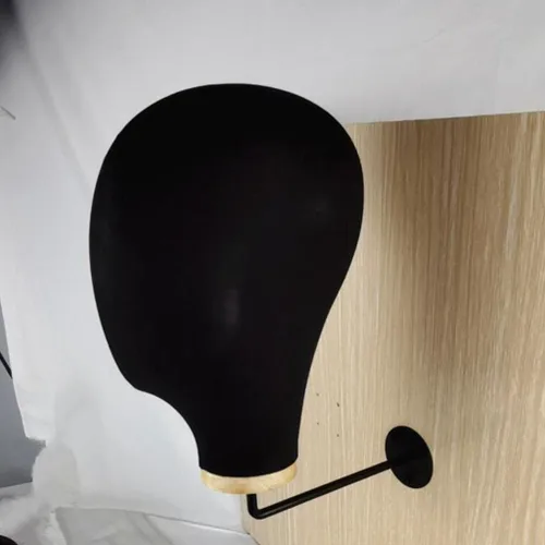 Miniatura 2 de Fenteer Soporte para peluca con cabeza de maniquí para sombrero de vaquero montado en la pared, color negro