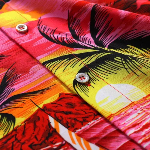 Miniatura 6 de SheLucki - Camisa hawaiana para hombre, unisex, estilo informal, manga corta, con botones y estampado de sombra de palmeras, para el verano
