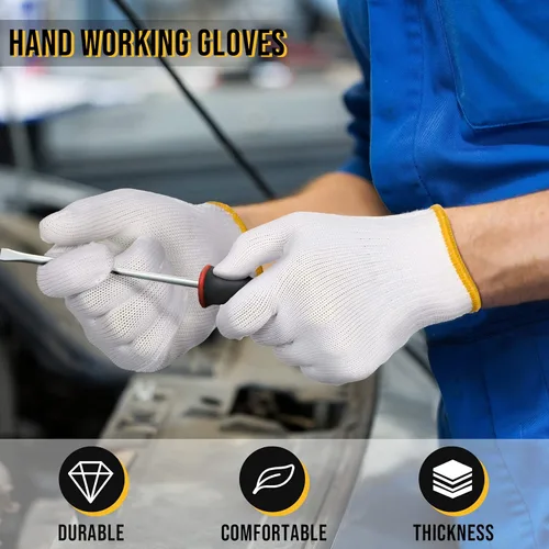 Miniatura 2 de SATINIOR 36 pares de guantes de trabajo de mano, forro de algodón blanco, guantes de seguridad para barbacoa, forro para hombres y mujeres, Ribete