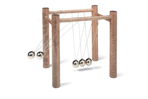 Demostrador newtoniano - Péndulo oscilante de la cuna de Newton, transferencia de energía cinética de física, madera maciza 9" x 7" x 9"