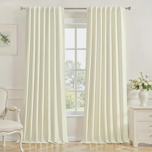 Miniatura 64 de Cortinas opacas de 54 pulgadas de largo para dormitorio, sala de estar, cortinas beige con aislamiento térmico, oscurecimiento de la habitación
