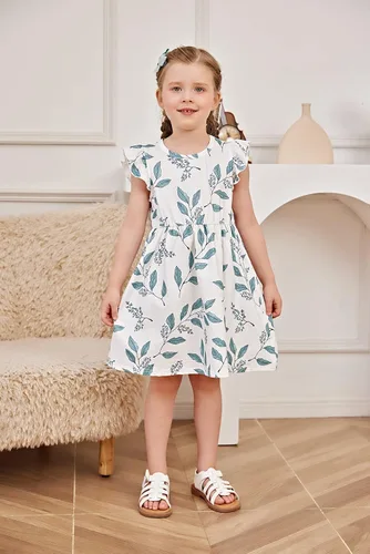 Miniatura 4 de PATPAT Vestidos para niña pequeña y bebé estampado de unicornio, manga con volantes, falda de dinosaurio para niños, 18-24 meses a 5-6 años