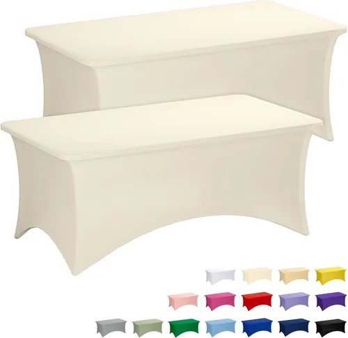 Miniatura 67 de Fixwal Paquete de 3 Manteles Negros para Mesas Rectangulares de 6 Pies, Manteles Rectangulares Elásticos de Spandex Ajustables de 6 Pies
