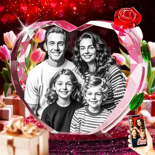 Miniatura 23 de QPCBEBY Foto de cristal 3D con rosa de cristal rojo, regalos personalizados para el día de la madre para mamá, esposa, mujer, ella, novia, pareja