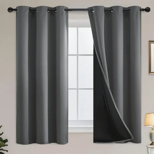 Miniatura 315 de Yakamok Cortinas negras, cortinas de ventana con aislamiento térmico y eficiencia energética para dormitorio, cortinas opacas completas y cortinas