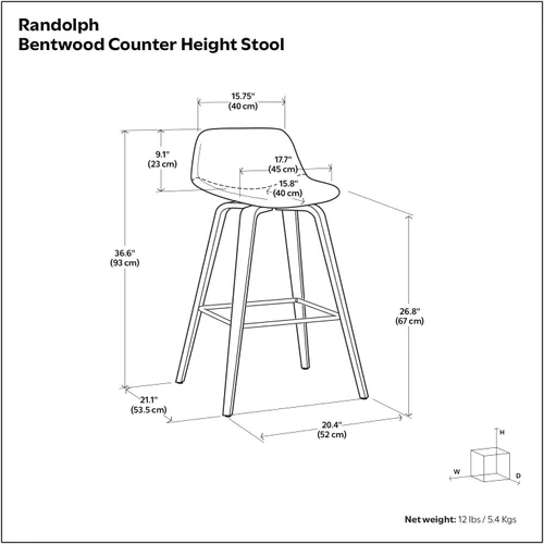 Miniatura 3 de SIMPLIHOME Randolph Taburetes de mostrador (juego de 2) taburetes de bar tapizados de madera curvada de 28 pulgadas de altura del asiento en tela