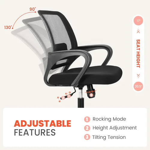Miniatura 5 de NEO CHAIR – Silla de escritorio para oficina ergonómica con malla, silla de computadora con soporte lumbar, altura ajustable, ruedas giratorias
