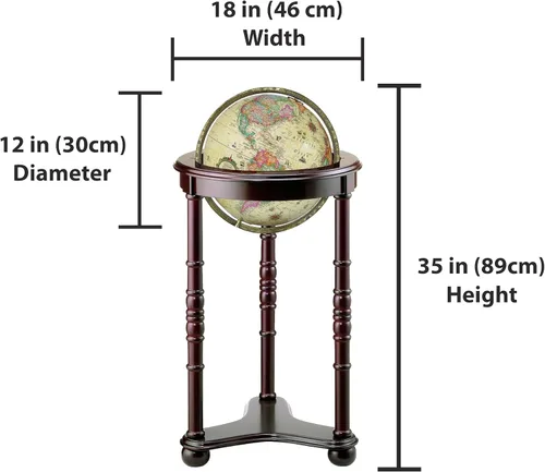 Miniatura 5 de Replogle Lancaster Globo terráqueo de 12 pulgadas de diámetro, con base para piso, Madera, Blanco crudo, L