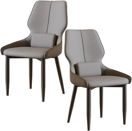 Miniatura 12 de YVYKFZD Juego de sillas de comedor de cuero, sillas de comedor con patas de metal, sillas de cocina tapizadas, silla minimalista sin brazos