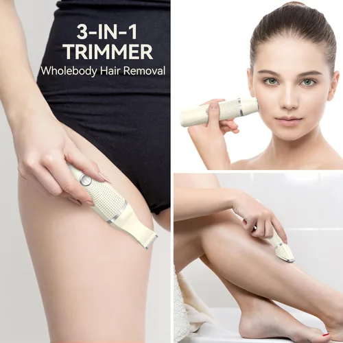 Miniatura 2 de unibono Maquinilla de afeitar eléctrica 3 en 1 para mujeres - Recortadora de bikini impermeable, Afeitadora eléctrica recargable para damas, Crema