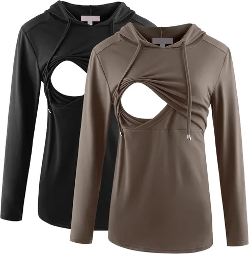 Miniatura 36 de Bhome Camisa de lactancia de manga larga con capucha para lactancia materna