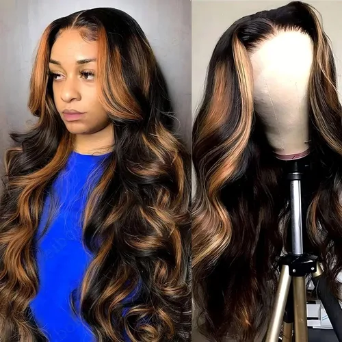 Miniatura 21 de QZOQZO Pelucas de encaje frontal 13x6 de cabello humano, prearrancadas, densidad del 180%, onda corporal, HD, frontal de encaje, sin pegamento