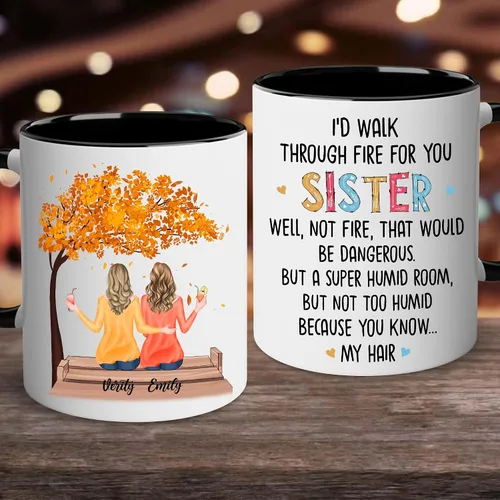 Miniatura 5 de WHIDOBE Taza personalizada para hermana (2 mujeres) personalizada de 11 onzas, 15 onzas, taza de cerámica para hermana, mejores amigas con avatares