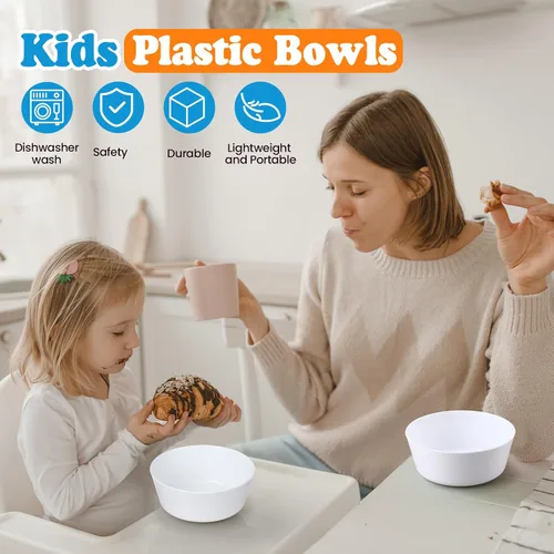 Miniatura 3 de Irenare 48 cuencos pequeños de plástico para niños, 10 onzas, aperitivos de cereales, cuencos para niños pequeños, aptos para microondas