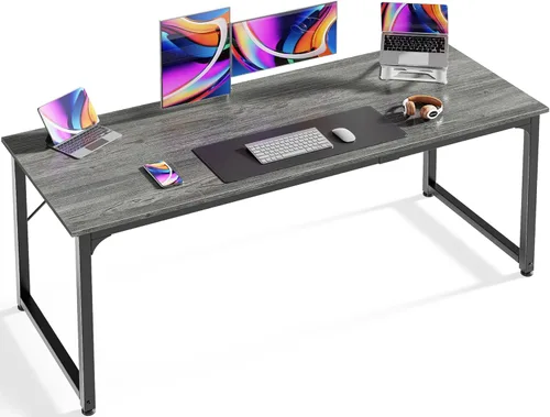 Miniatura 32 de Huuger - Escritorio de oficina moderno y sencillo, escritorio para juegos de 40 pulgadas con almacenamiento, marco de metal negro, amplio espacio