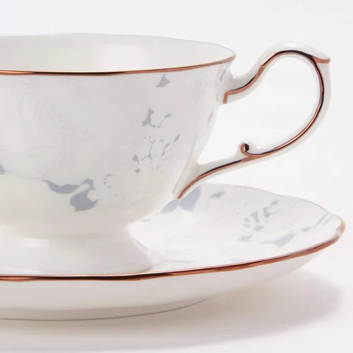 Miniatura 5 de Narumi 52187-6792 - Plato de taza, color rosa blanco, 7.3 onzas líquidas (210 cc), azul, patrón floral, elegante, elegante, regalo, té, café, caja