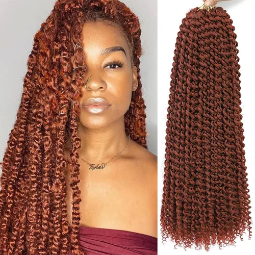 Miniatura 26 de Cabello Passion Twist de 24 pulgadas, 8 paquetes de cabello Passion Twist de ganchillo para mujeres, cabello trenzado Passion Twists largo bohemio