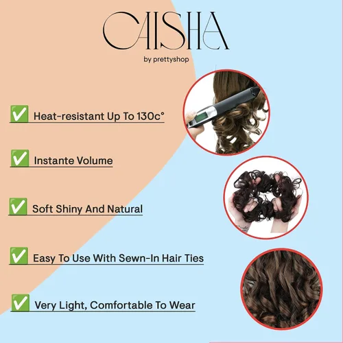 Miniatura 6 de CAISHA Postizo Grande Scrunchy Recogido Peinado Nupcial Rizado Moño Despeinado Marrón Chocolate Oscuro G2E