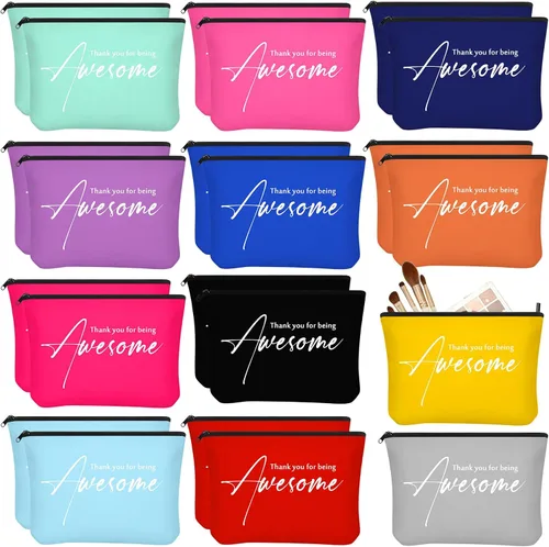 Buryeah 24 bolsas de cosméticos para mujer, regalo de fin de año, regalo de graduación, gracias por ser impresionante, bolsas de maquillaje a granel