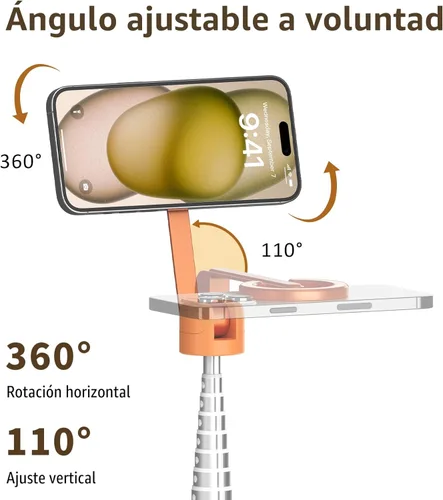 Miniatura 5 de TONEOF Palo de Selfie Magnético Trípode de 68 pulgadas con Soporte Magnético Fuerte de Aluminio para Magsafe, Soporte de Trípode Giratorio de 360°